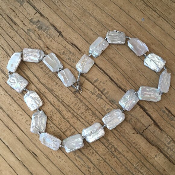 Retangular Freshwater Mabe Pearl Necklace